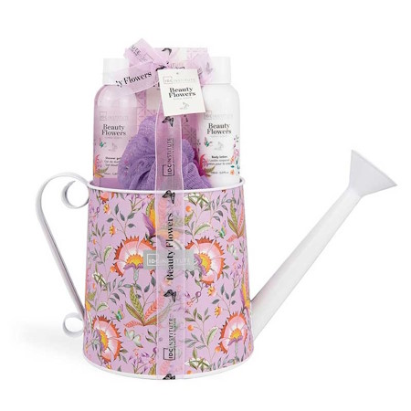 IDC Beauty Flowers Mega Watercan Gift Set – 150ml Shower Gel, 150ml Body Lotion, 250g Bath Salts & Sponge Puff
